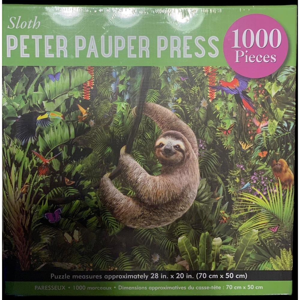 Peter Pauper‎ Press Sloth Jigsaw Puzzle 1000 Pieces Brand New Sealed W/poster